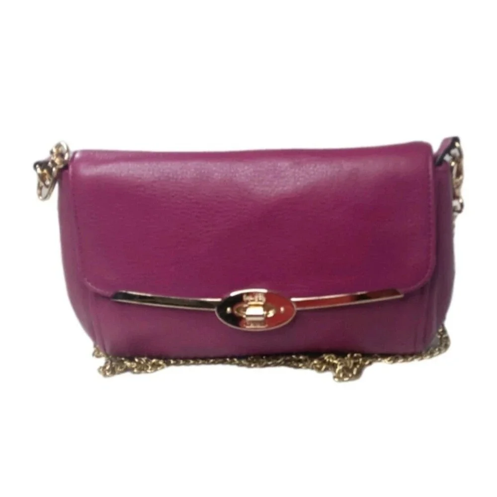 Coach Madison Chain Crossbody With Turn Lock Raspberry Pink Pebble Leather